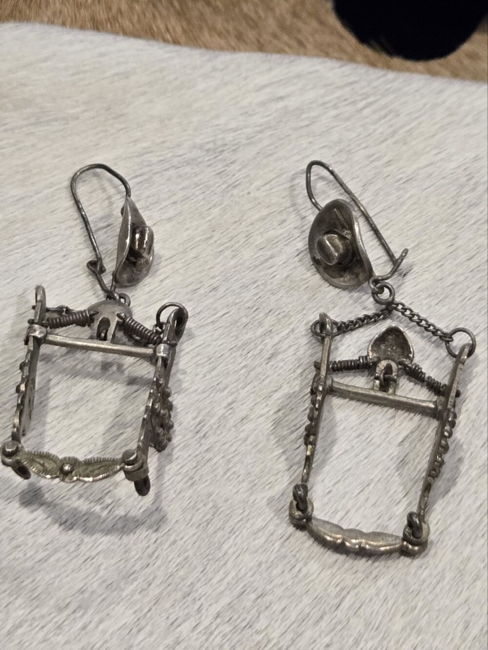 Vintage Silversmith Sterling Silver Western Horsebit Earrings -Highly Collected
